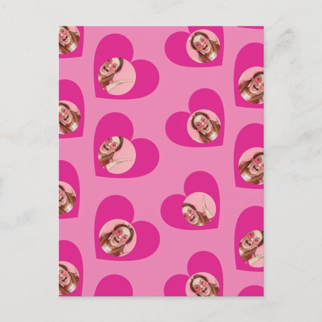 Postal Collage de fotos El día de San Valentín Corazón ro (Anverso)