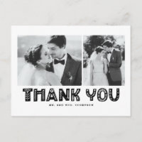 Collage de fotos escandinavo negro Boda gracias