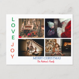 Postal Collage de fotos familiar cuatro fotos Feliz Navid