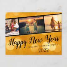Collage de Fotos Feliz Año Nuevo Dorado