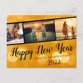 Postal Collage de Fotos Feliz Año Nuevo Dorado