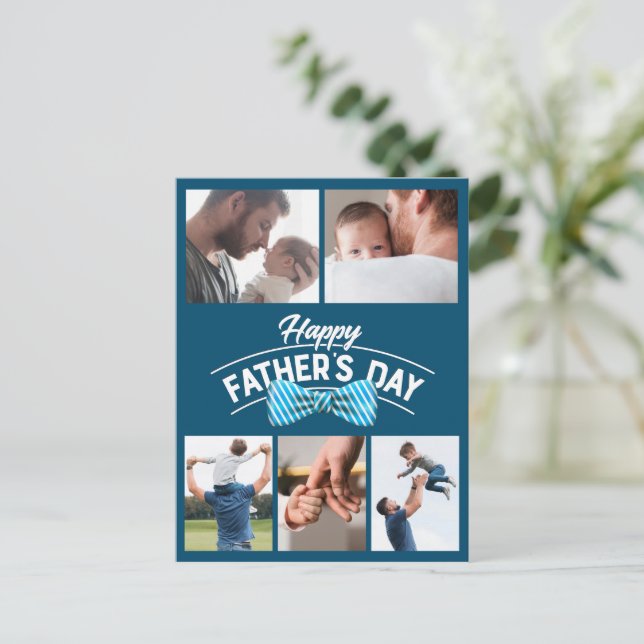 Postal Collage de fotos Feliz Día del Padre 5 (Anverso de pie)