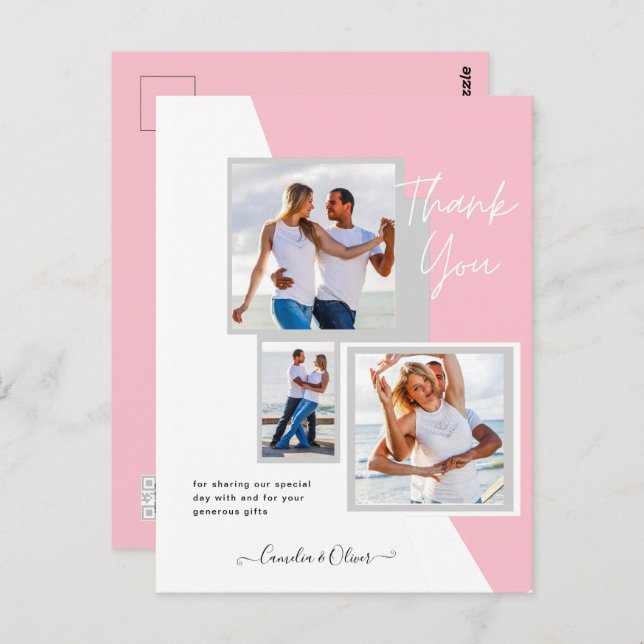 Postal Collage de fotos GRACIAS Boda/Bebé/Graduado/CUALQU (Anverso / Reverso)