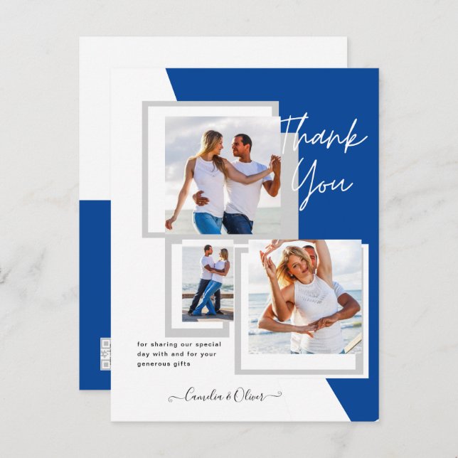Postal Collage de fotos GRACIAS Boda/Bebé/Graduado/CUALQU (Anverso / Reverso)