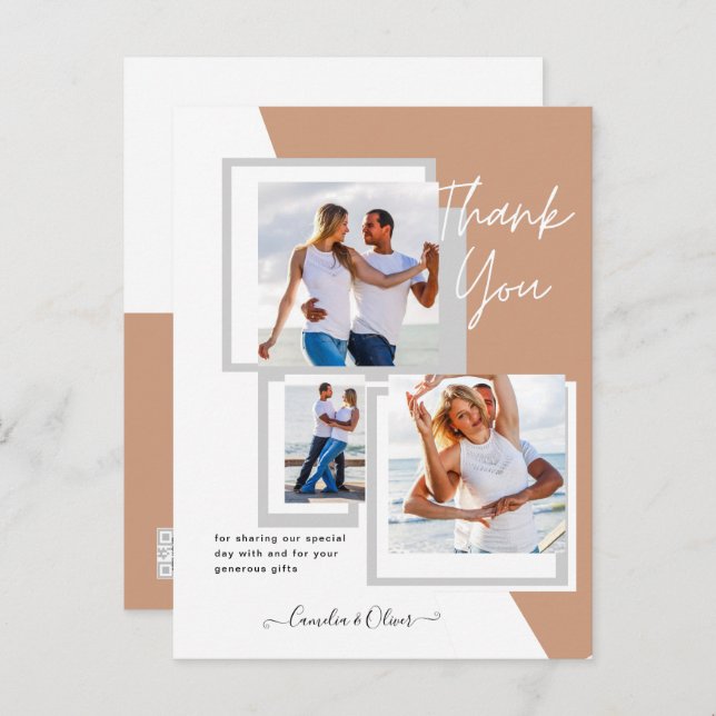 Postal Collage de fotos GRACIAS Boda/Bebé/Graduado/CUALQU (Anverso / Reverso)