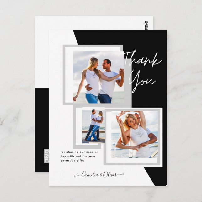 Postal Collage de fotos GRACIAS Boda/Bebé/Graduado/CUALQU (Anverso / Reverso)