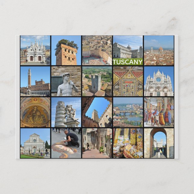 Postal Collage de fotos italiano de viajes Toscana Italia (Anverso)