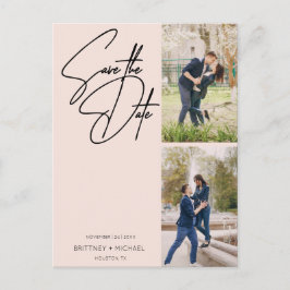 Postal Collage de fotos manuscrito mínimo Rubor rosa