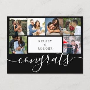 Postal collage de fotos Moderno Felicitaciones Negro y Bl