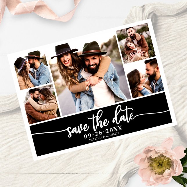 Postal Collage de Fotos Moderno para Aviso de Boda (Subido por el creador)