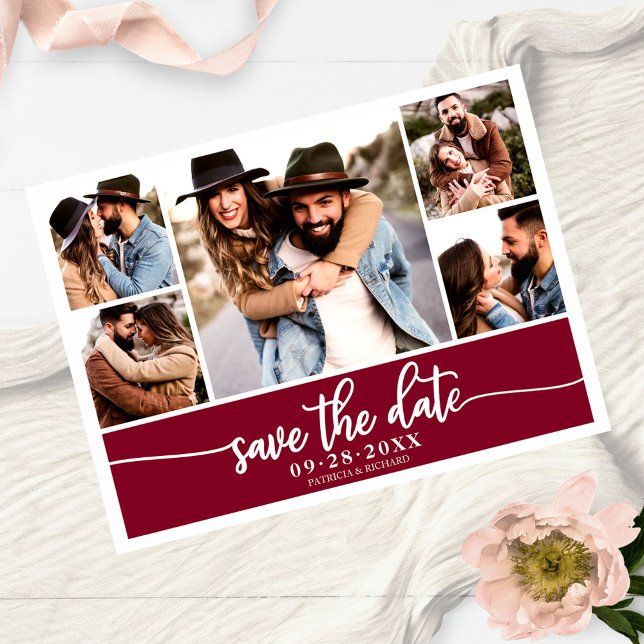 Postal Collage de Fotos Moderno para Aviso de Boda (Subido por el creador)