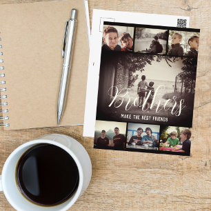 Postal Collage de Fotos Oscuras de Mejores Amigos Hermano