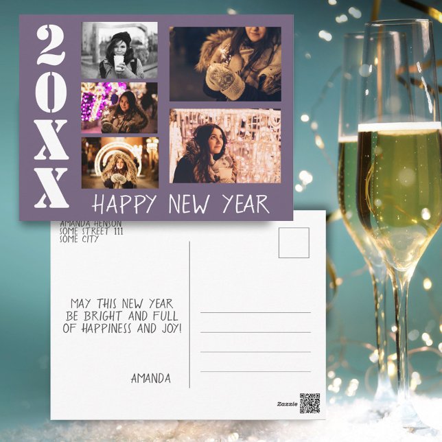 Postal Collage de fotos Purple Happy New Year 2026 5 (Subido por el creador)