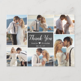 Postal Collage de fotos Rústico Boda Chalkboard Gracias
