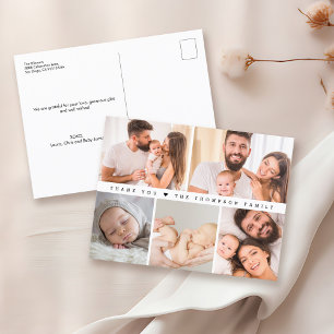 Postal Collage de fotos simple Baby Shower gracias