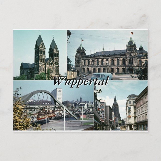 Postal Collage de fotos Wuppertal de época (Anverso)