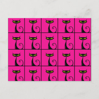 Postal Collage de gatos gitanos calientes rosados y negro