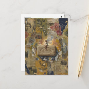 Postal Collage de hada sentada en una barra de jabón