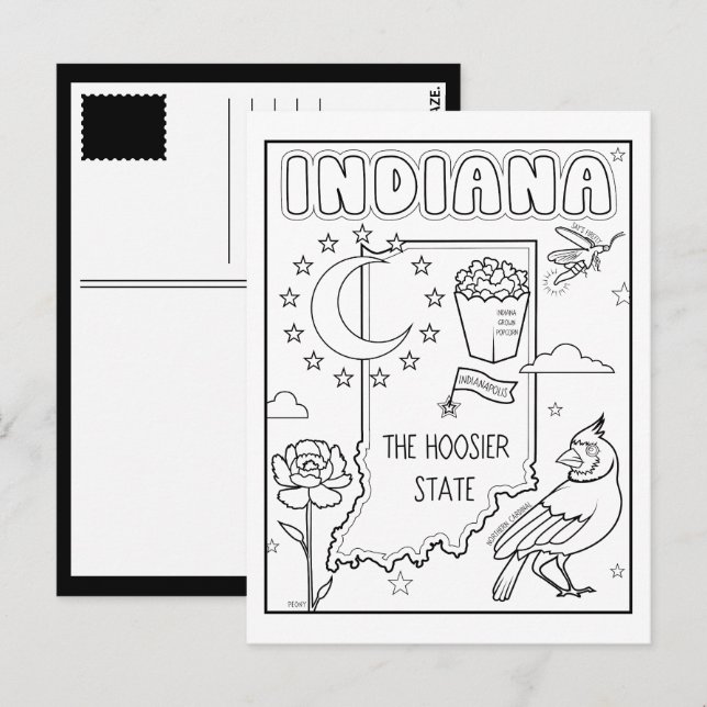 Postal collage de indiana color me (Anverso / Reverso)