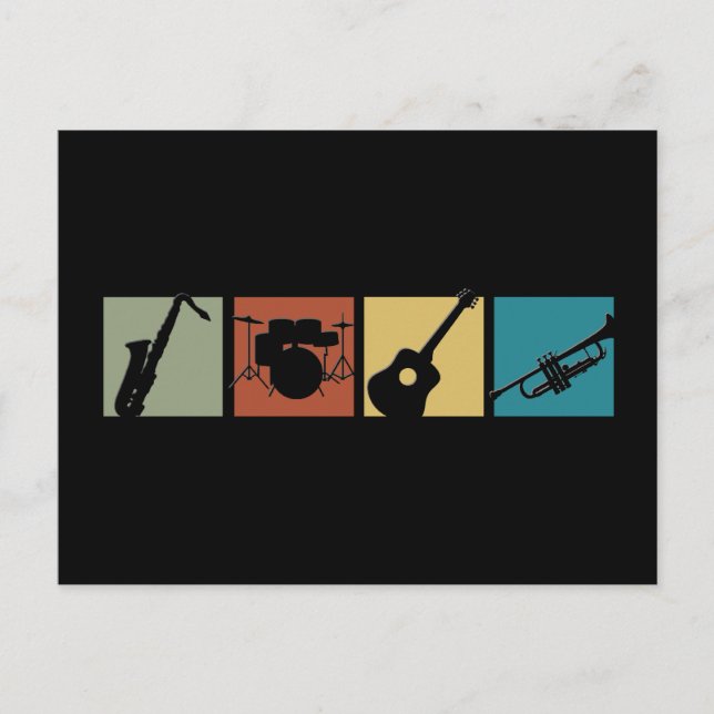 Postal Collage de instrumentos musicales (Anverso)