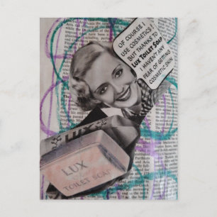Postal Collage de jabón de baño de mujer hermosa