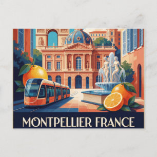 Postal Collage de la ciudad turística de Montpellier Fran