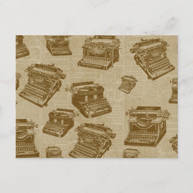 Postal Collage de la máquina de escribir de época (Anverso)
