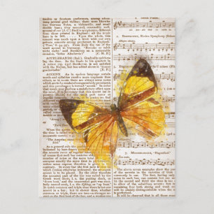 Postal Collage de la mariposa amarilla
