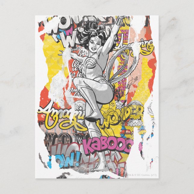 Postal Collage de la mujer maravilla 1 (Anverso)