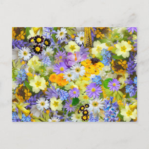 Postal Collage de las flores de primavera de bonito