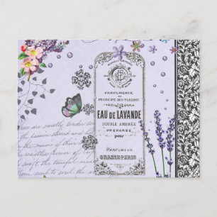 Postal Collage de lavanda de época