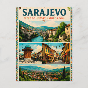 Postal 🗺️ Collage de lugares emblemáticos de Sarajevo pa