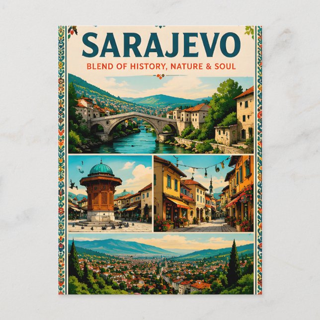 Postal 🗺️ Collage de lugares emblemáticos de Sarajevo pa (Anverso)