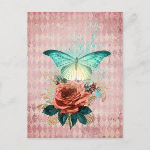 Postal Collage de Luna Moth Bouquet