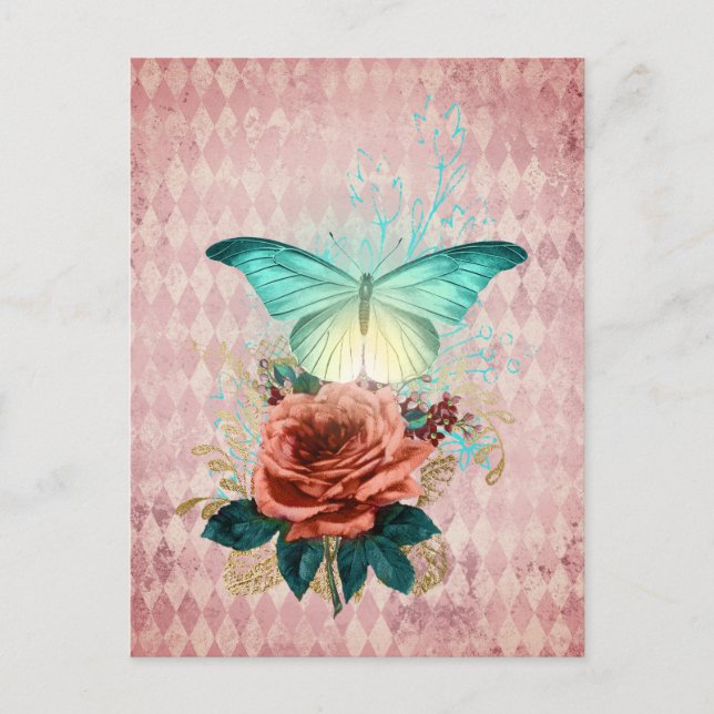 Postal Collage de Luna Moth Bouquet (Anverso)