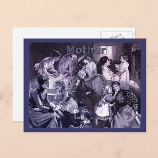 Postal Collage de Madres y Niños Vintage
