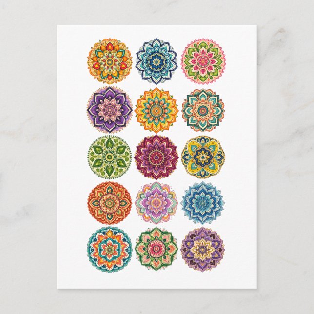 Postal Collage de Mandala Colorido (Anverso)