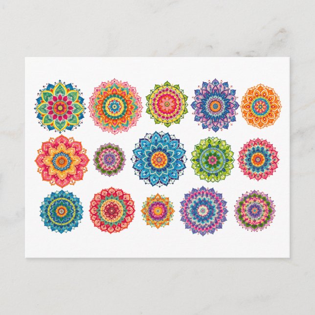 Postal Collage de Mandala Colorido (Anverso)