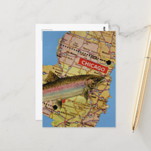 Postal Collage de Mapa de Peces