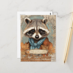 Postal Collage de mapache vintage