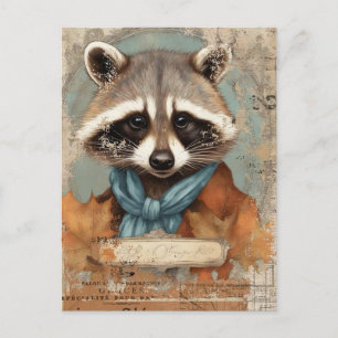 Postal Collage de mapache vintage