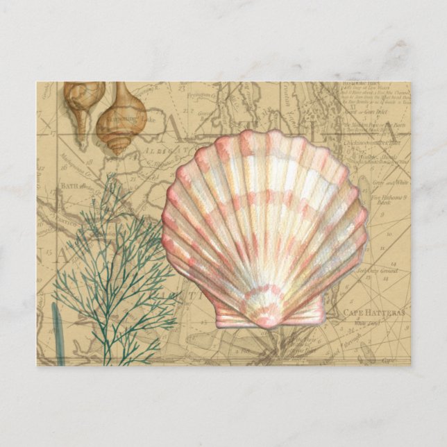 Postal Collage de mapas costeros (Anverso)