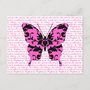 Postal Collage de mariposa de Damask rosa