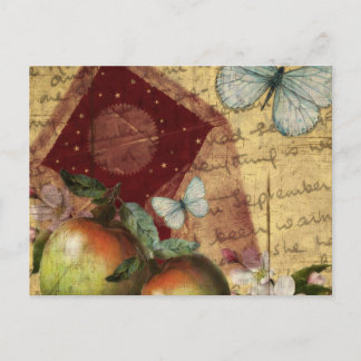 Postal Collage de mariposa de Keepsake de época