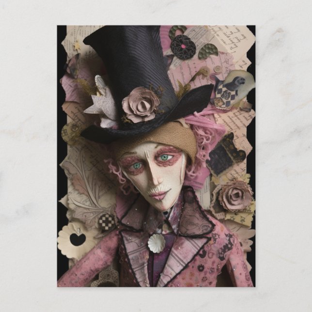 Postal Collage de medios mixtos de Hatters Gone (Anverso)