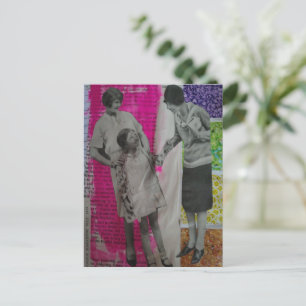 Postal Collage de Medios Mixtos de Mujeres y una Niña Vin