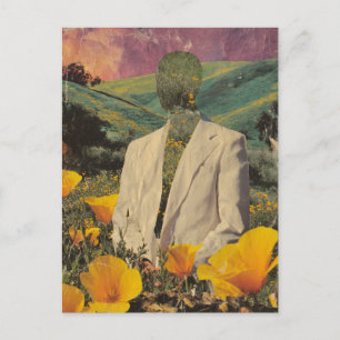 Postal Collage de medios mixtos de personas y flores surr