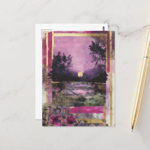 Postal Collage de medios mixtos de The Moonlit Pond