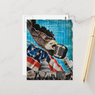 Postal Collage de Medios Mixtos del Águila Calva Patrióti
