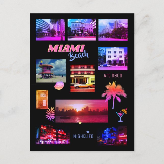 Postal Collage de Miami Beach (Anverso)